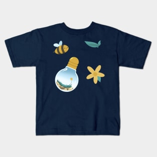 Cute Bee Lightbulb Terrarium Kids T-Shirt